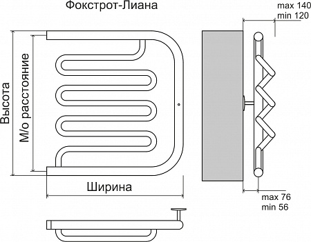 Фокстрот-Лиана AISI 500х500 Полотенцесушитель  TERMINUS Сочи - фото 3