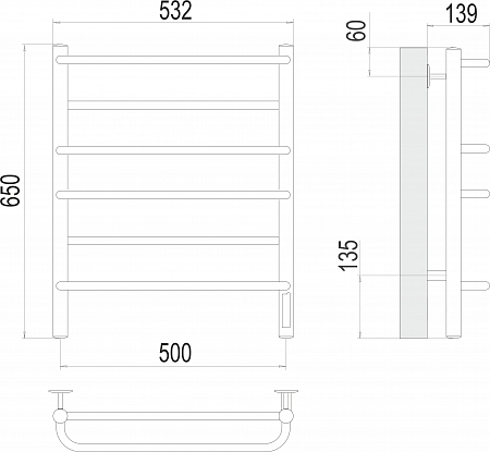 Евромикс П6 500х650 Электро (quick touch) Полотенцесушитель  TERMINUS Сочи - фото 3