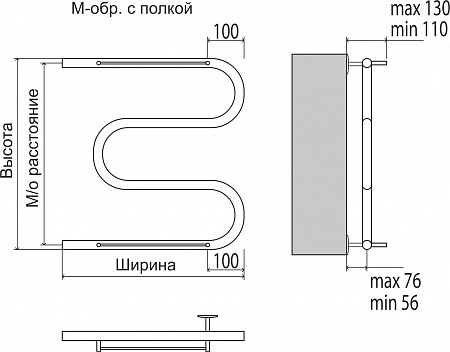 М-обр с/п AISI 32х2 500х400 Полотенцесушитель  TERMINUS Сочи - фото 3