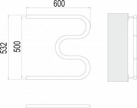 М-обр AISI 32х2 500х600 Полотенцесушитель  TERMINUS Сочи - фото 3