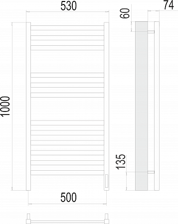 Енисей П12 500х1000  электро (sensor quick touch) Полотенцесушитель TERMINUS  Сочи - фото 3