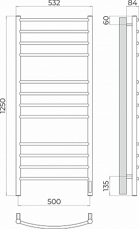 Классик П12 500х1250 Электро (quick touch) Полотенцесушитель TERMINUS Сочи - фото 3