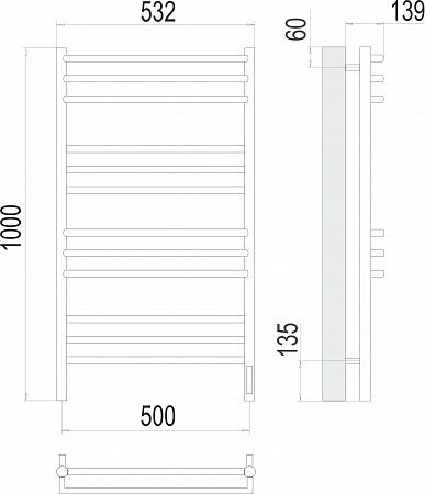 Прато П12 500х1000 электро (sensor quick touch) Полотенцесушитель  TERMINUS Сочи - фото 3