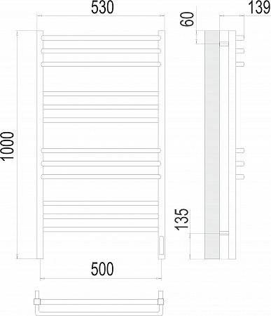 Соренто П12 500х1000 электро (sensor quick touch) Полотенцесушитель  TERMINUS Сочи - фото 3