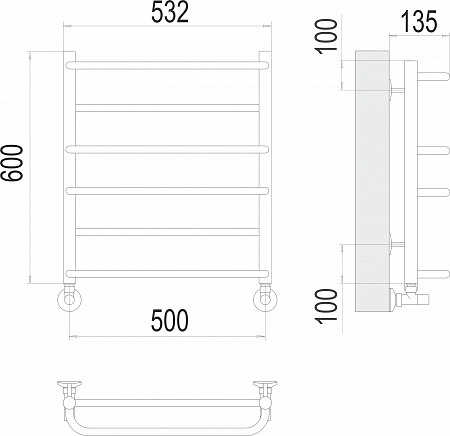 Евромикс П6 500х600 Полотенцесушитель  TERMINUS Сочи - фото 3