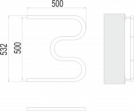 М-обр AISI 32х2 500х500 Полотенцесушитель  TERMINUS Сочи - фото 3