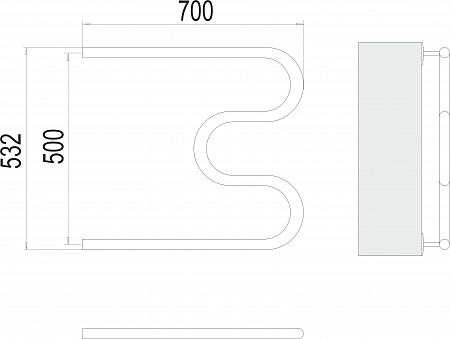 М-обр AISI 32х2 500х700 Полотенцесушитель  TERMINUS Сочи - фото 3