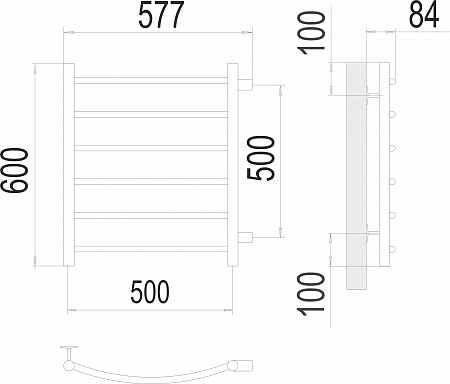 Классик П6 500х600 бп500 Полотенцесушитель  TERMINUS Сочи - фото 3