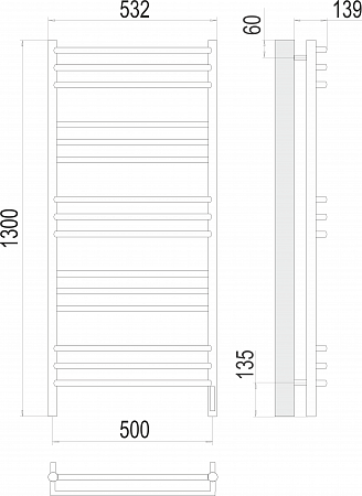 Прато П15 500х1300 электро (sensor quick touch) Полотенцесушитель  TERMINUS Сочи - фото 3