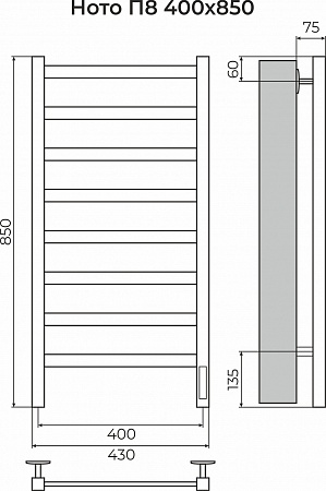 Ното П8 400х850 Электро (quick touch) Полотенцесушитель TERMINUS Сочи - фото 3