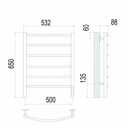 Классик П6 500х650 Электро (quick touch) Полотенцесушитель TERMINUS Сатин Сочи - фото 4 Классик П6 500х650 Электро (quick touch) Полотенцесушитель TERMINUS Сатин Сочи - фото 4