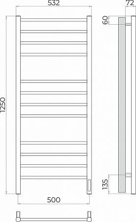 Аврора П12 500х1250 Электро (quick touch) Полотенцесушитель TERMINUS Сочи - фото 3