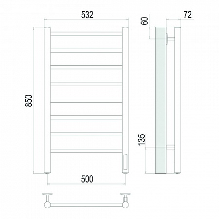 Аврора П8 500х850 Электро Полотенцесушитель TERMINUS Брашированное золото Сочи - фото 4 Аврора П8 500х850 Электро Полотенцесушитель TERMINUS Брашированное золото Сочи - фото 4